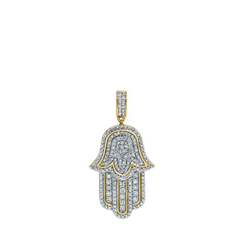 Divine Hamsa Diamond 0.98 (ct. wt.) 14K Yellow Gold Pendant
