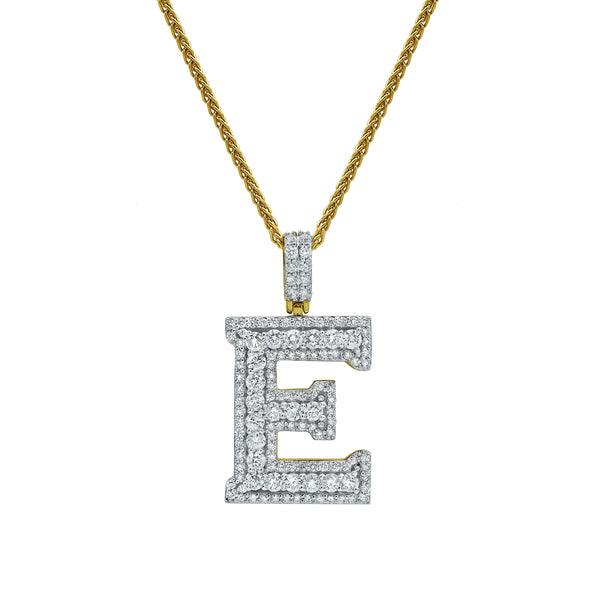 Diamond Letter E -  2.4 (ct. wt.) 14K Yellow Gold Initial Pendant