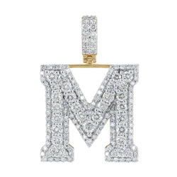 M Initial Diamond Pendant 14K Yellow Gold - 2.74 Carats