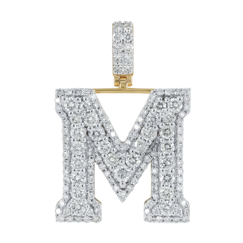 M Initial Diamond Pendant 14K Yellow Gold - 2.74 Carats