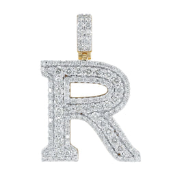 R Initial Diamond Pendant 14K Yellow Gold - 2.5 Carats