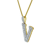 Diamond Initial V - 2.08 (ct. wt.) 14K Yellow Gold Initial Pendant