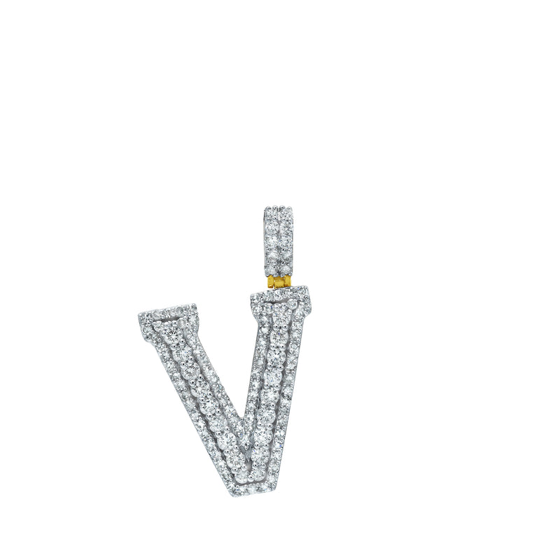 Diamond Letter V - 2.08 (ct. wt.) 14K Yellow Gold Initial Pendant