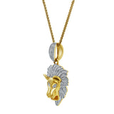King of the Jungle Diamond 0.09 (ct. wt.) 14K Yellow Gold Lion Head Pendant