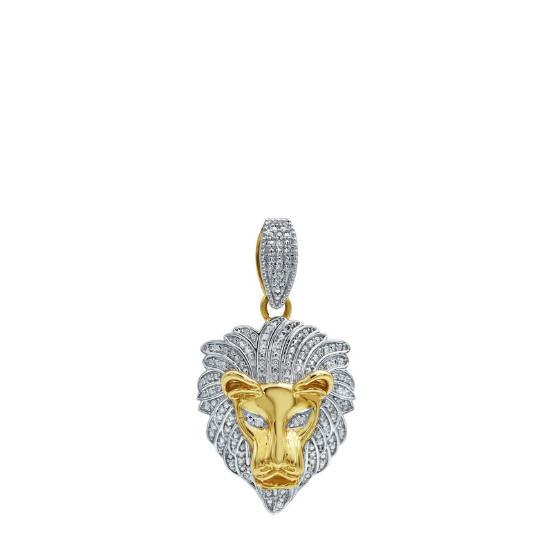 King of the Jungle Diamond 0.09 (ct. wt.) 14K Yellow Gold Lion Head Pendant