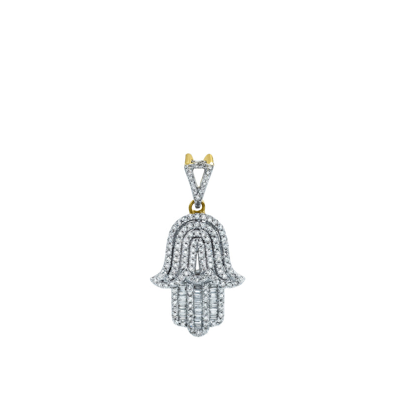 Divine Hamsa Charm Diamond 0.96 (ct. wt.) 14K Yellow Gold Pendant
