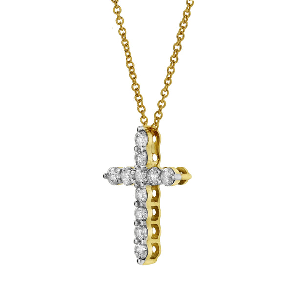 Petite Cross Diamond Pendant in 10K Yellow Gold