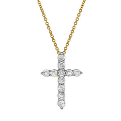 Petite Cross Diamond Pendant in 10K Yellow Gold