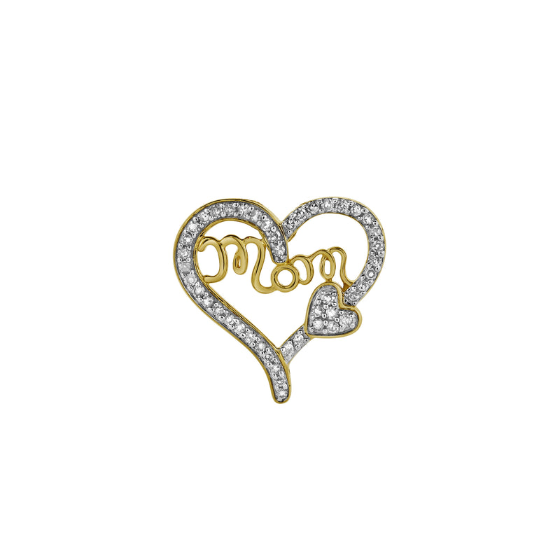 Heart Duo Mom Diamond Pendant in 10K Yellow Gold