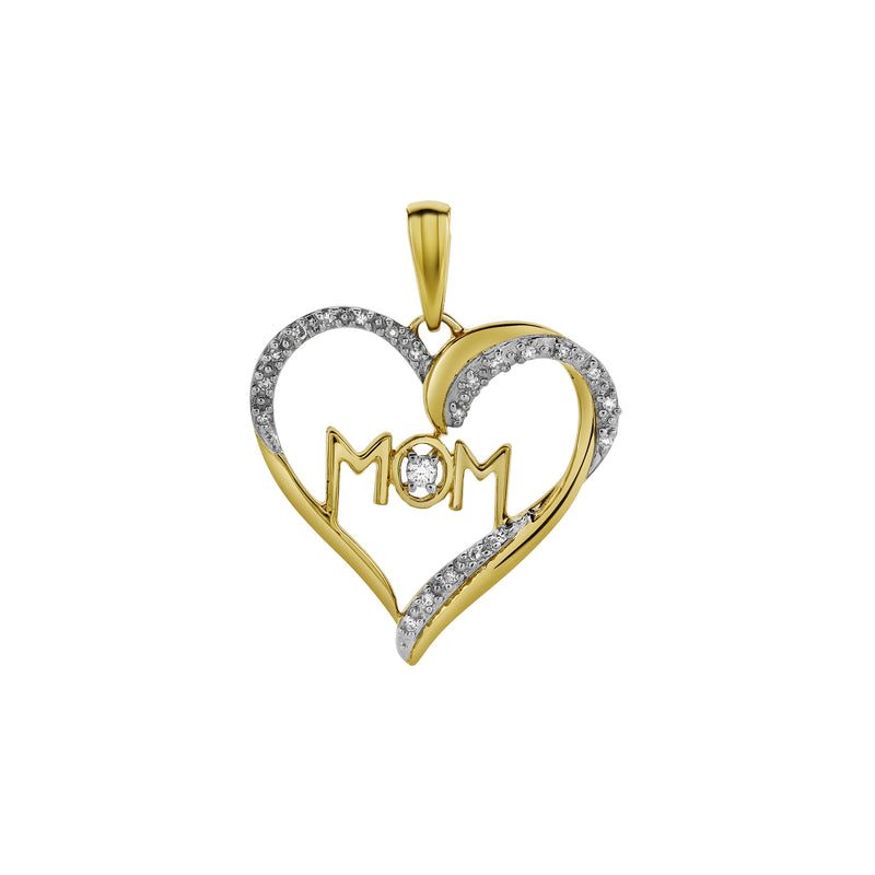 Infinity Heart Mom Diamond Pendant in 10K Yellow Gold