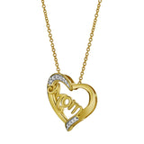 Chic Mom Heart Diamond Pendant in 10K Yellow Gold