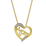 Chic Mom Heart Diamond Pendant in 10K Yellow Gold