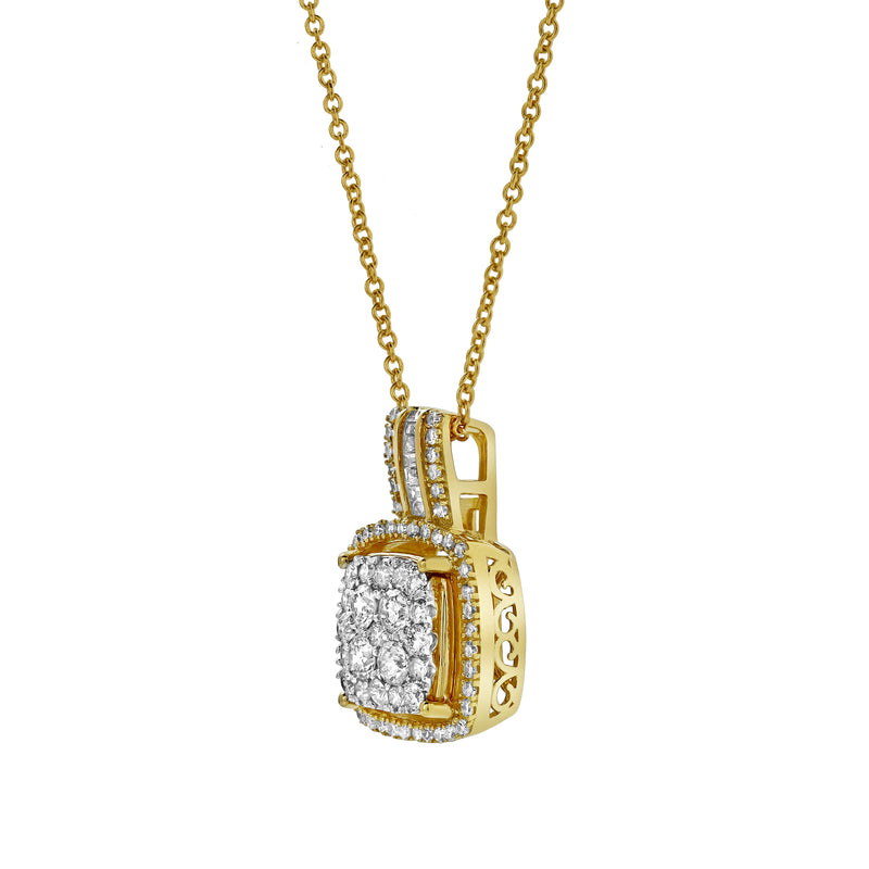 Elysian Square Diamond Pendant in 10K Yellow Gold