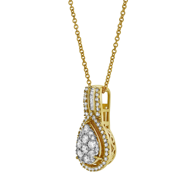 Aurora Pear Diamond Pendant in 10K Yellow Gold