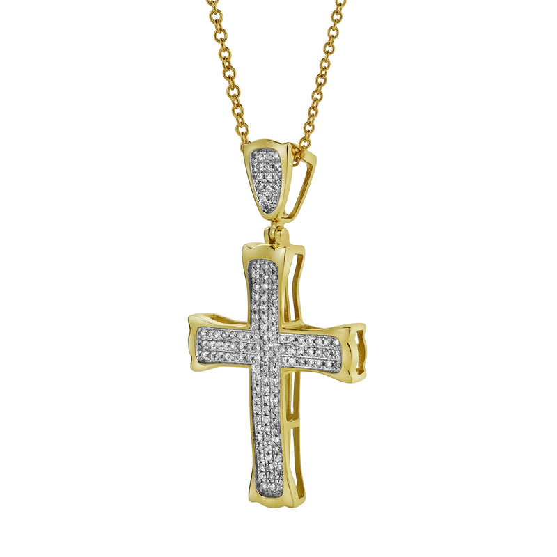 Templar Cross Diamond Pendant in 10K Yellow Gold