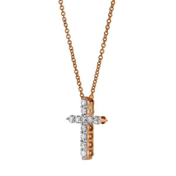 Divine 10K Rose Gold Cross Diamond Pendant - 0.25 Ctw