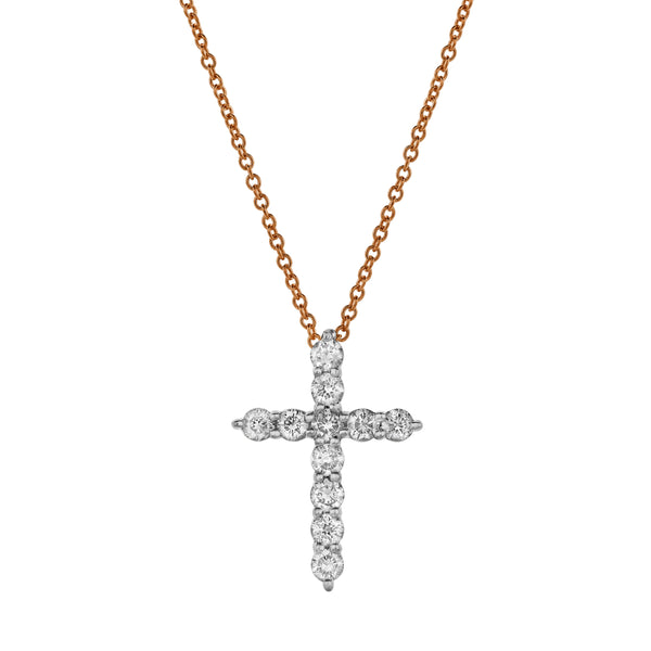 Divine 10K Rose Gold Cross Diamond Pendant - 0.25 Ctw