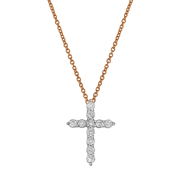 Nazerath 10K Rose Gold Cross Diamond Pendant - 0.33 Ctw