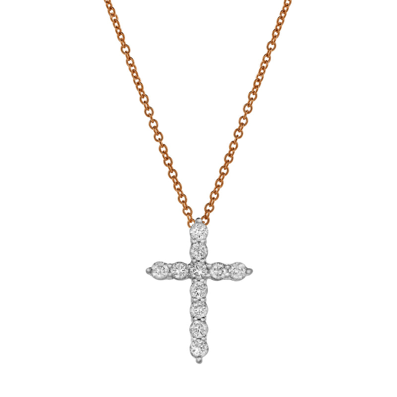 Nazerath 10K Rose Gold Cross Diamond Pendant - 0.33 Ctw