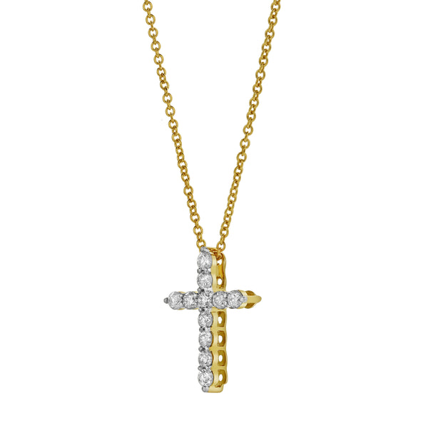 Sacred Cross Diamond Pendant in 10K Yellow Gold