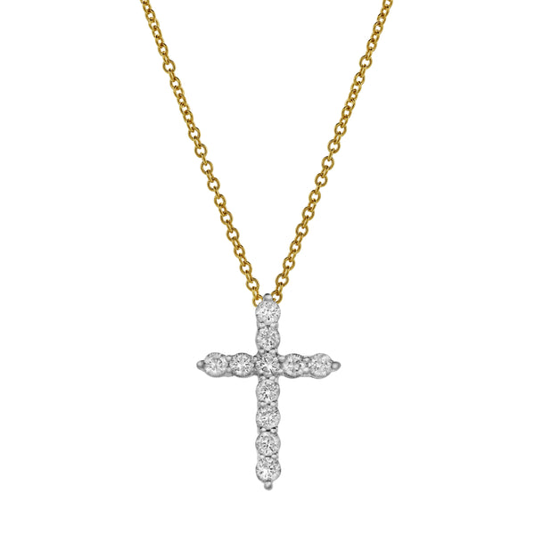 Sacred Cross Diamond Pendant in 10K Yellow Gold