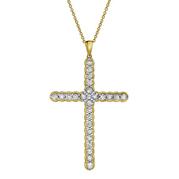 Latin Cross Diamond Pendant in 10K Yellow Gold