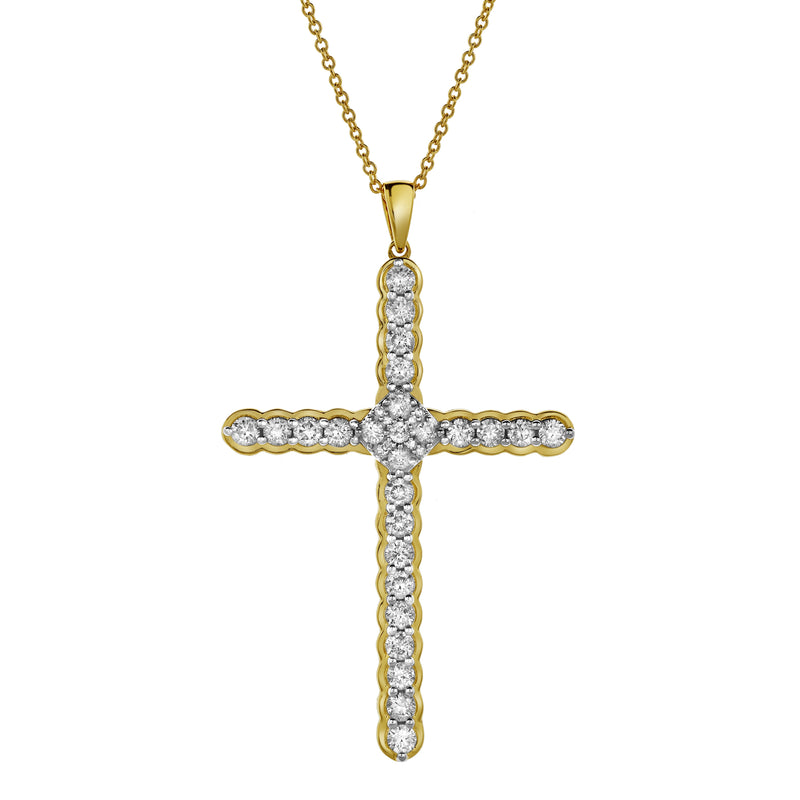 Latin Cross Diamond Pendant in 10K Yellow Gold