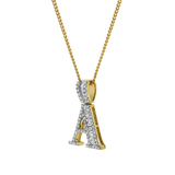 A Initial Diamond Pendant 10K Yellow Gold - 0.6 Carats