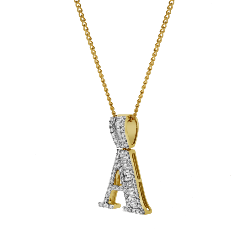 A Initial Diamond Pendant 10K Yellow Gold - 0.6 Carats