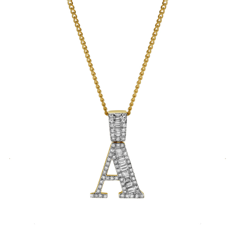 A Initial Diamond Pendant 10K Yellow Gold - 0.6 Carats