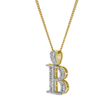 B Initial Diamond Pendant 10K Yellow Gold - 0.75 Carats