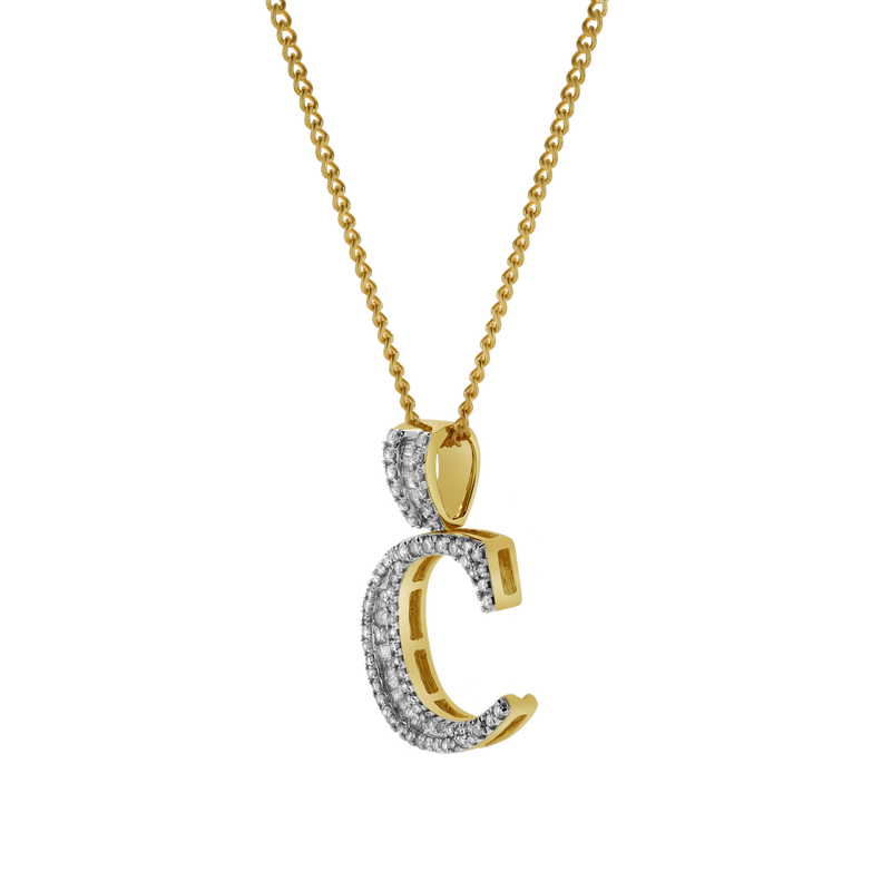 C Initial Diamond Pendant 10K Yellow Gold - 0.63 Carats