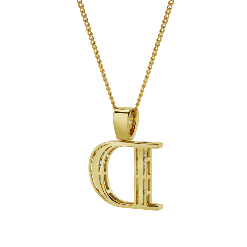 D Initial Diamond Pendant 10K Yellow Gold - 0.77 Carats