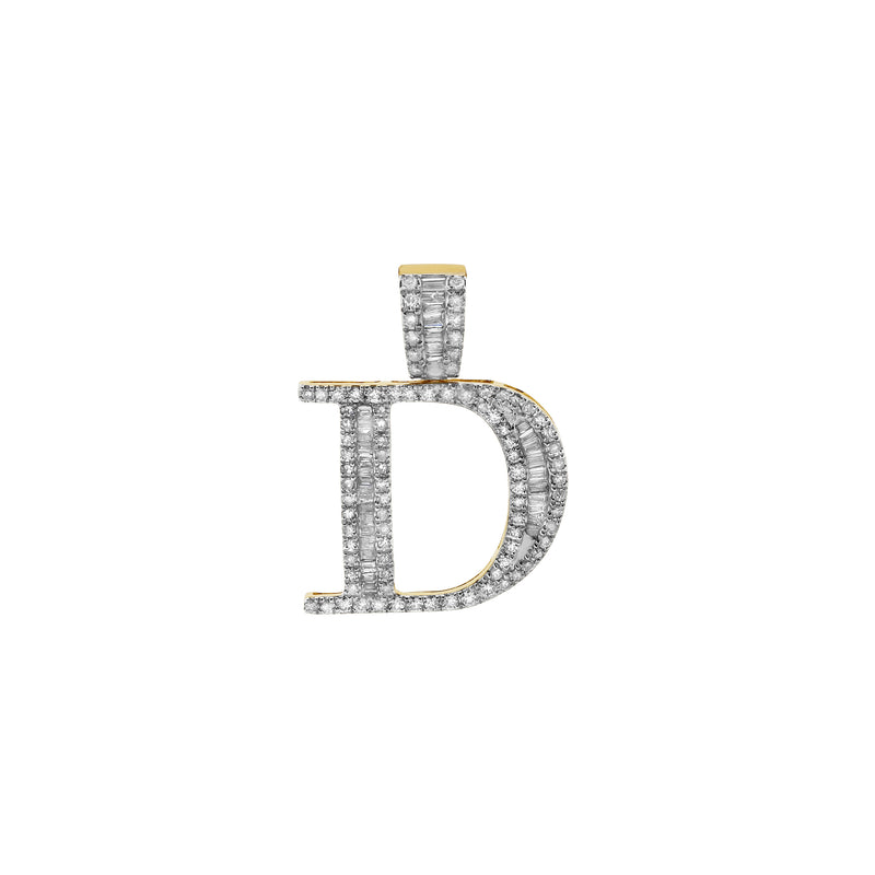 D Initial Diamond Pendant 10K Yellow Gold - 0.77 Carats