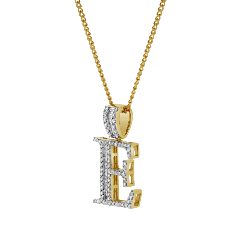 E Initial Diamond Pendant 10K Yellow Gold - 0.6 Carats