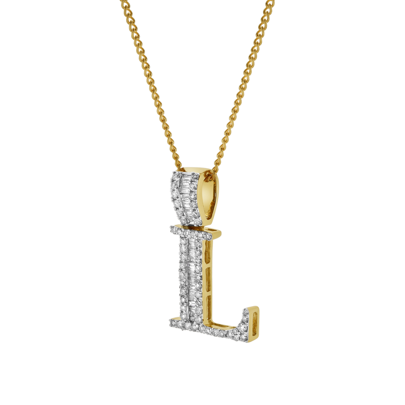 L Initial Diamond Pendant 10K Yellow Gold - 0.52 Carats