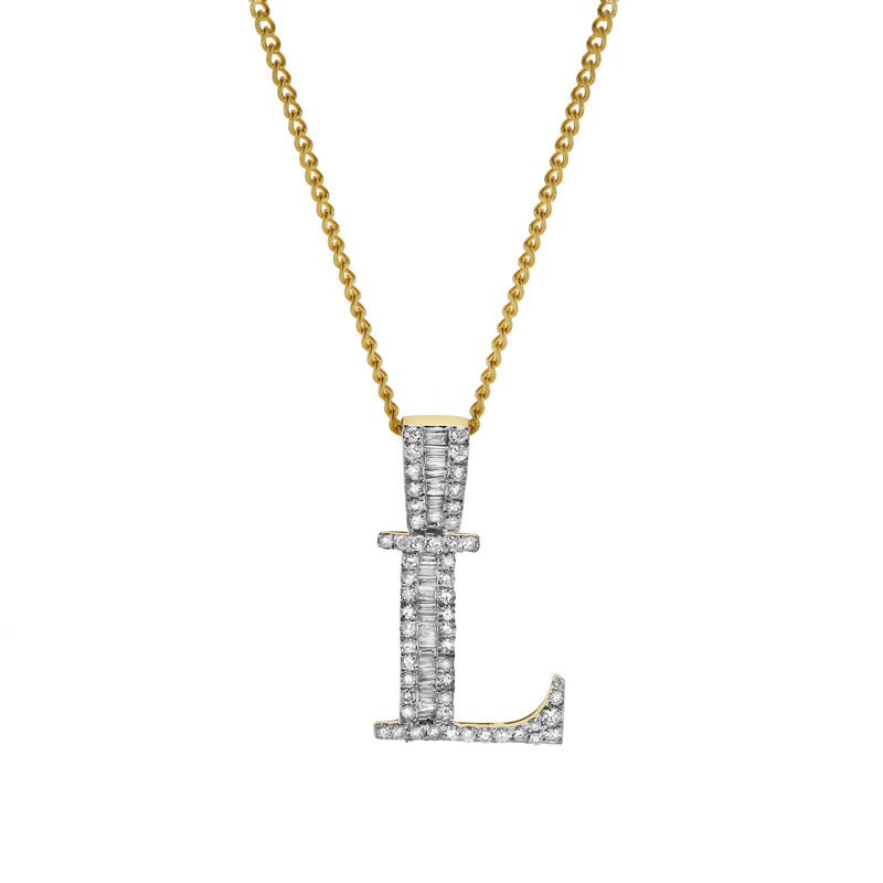 L Initial Diamond Pendant 10K Yellow Gold - 0.52 Carats