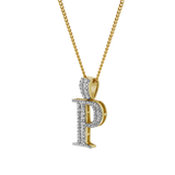 P Initial Diamond Pendant 10K Yellow Gold - 0.77 Carats
