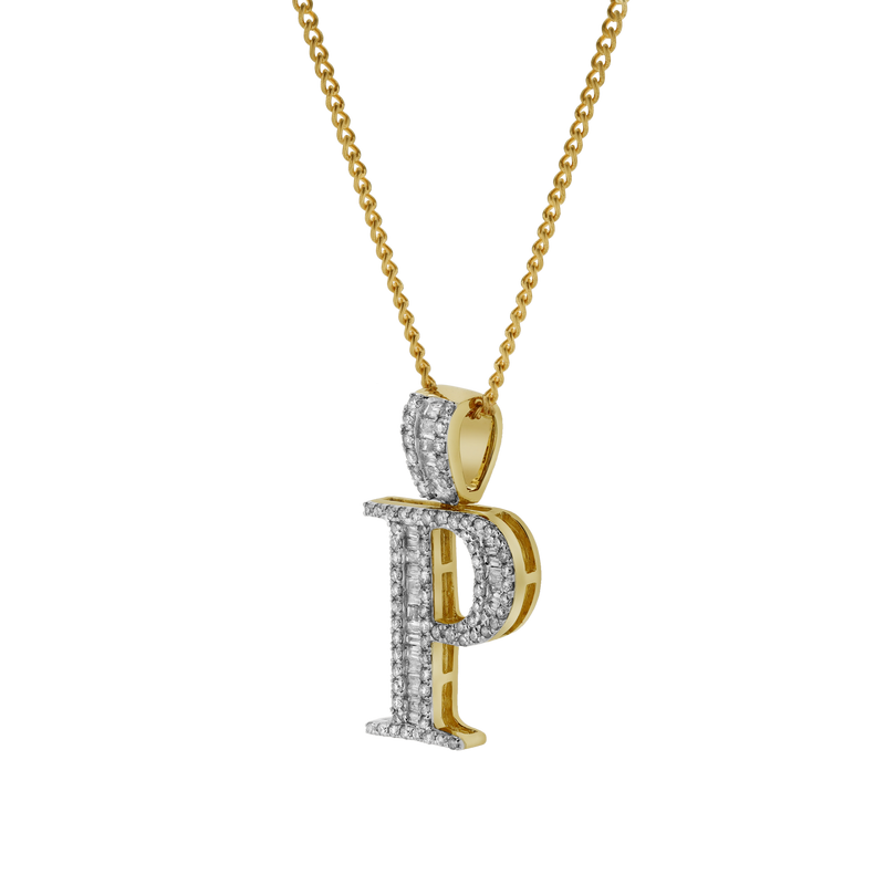 P Initial Diamond Pendant 10K Yellow Gold - 0.77 Carats