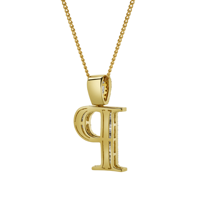 P Initial Diamond Pendant 10K Yellow Gold - 0.77 Carats