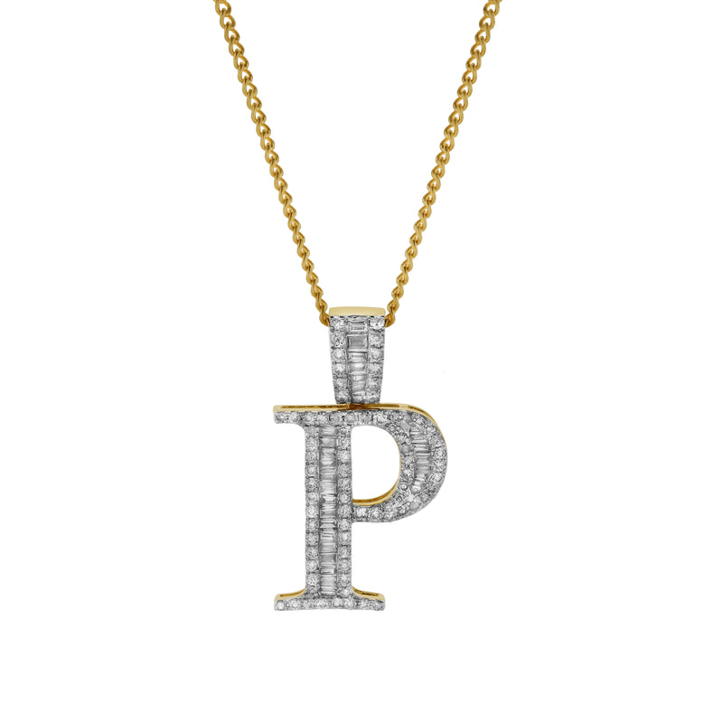 P Initial Diamond Pendant 10K Yellow Gold - 0.77 Carats