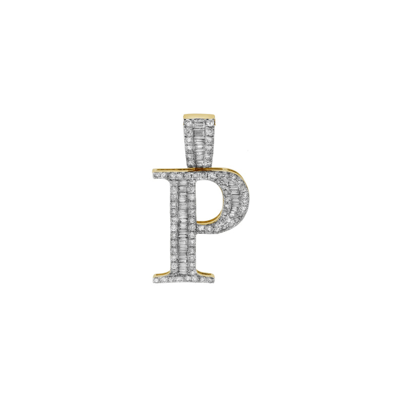 P Initial Diamond Pendant 10K Yellow Gold - 0.77 Carats