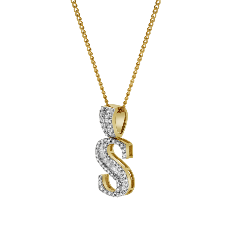 S Initial Diamond Pendant 10K Yellow Gold - 0.57 Carats