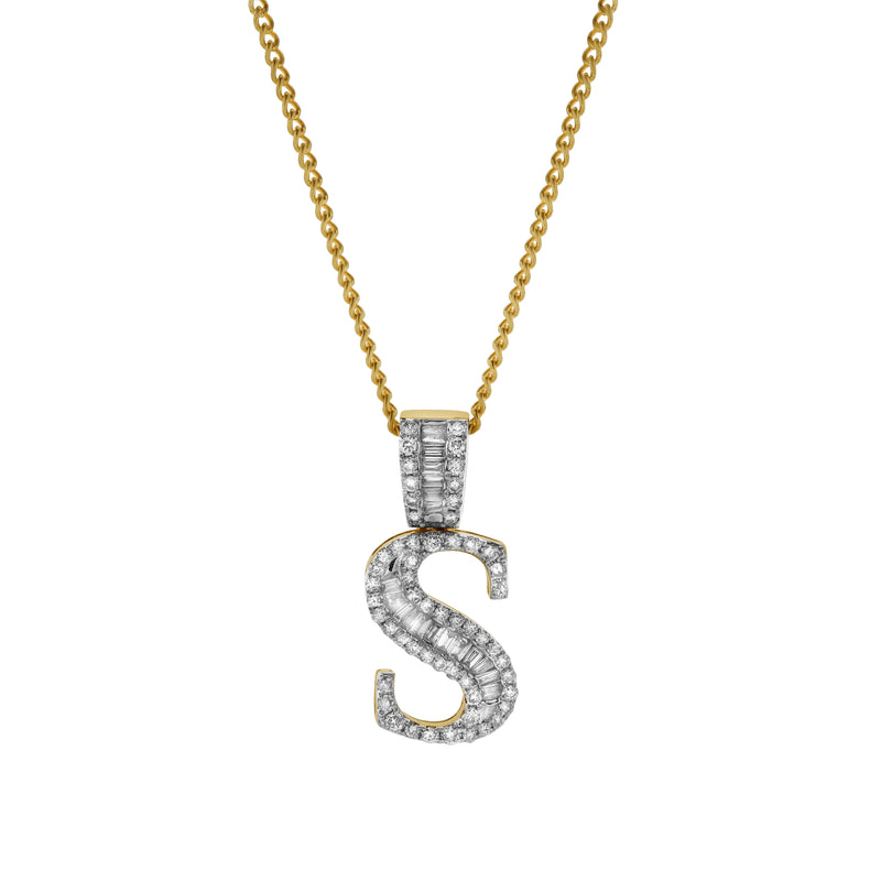 S Initial Diamond Pendant 10K Yellow Gold - 0.57 Carats