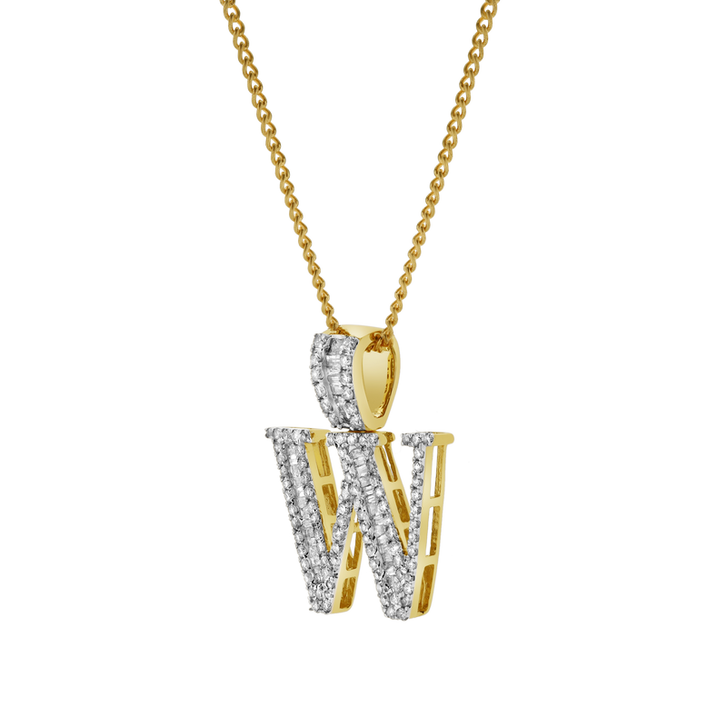 W Initial Diamond Pendant 10K Yellow Gold - 0.82 Carats