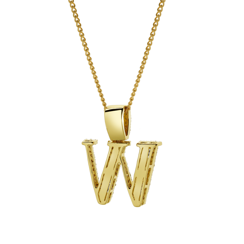 W Initial Diamond Pendant 10K Yellow Gold - 0.82 Carats