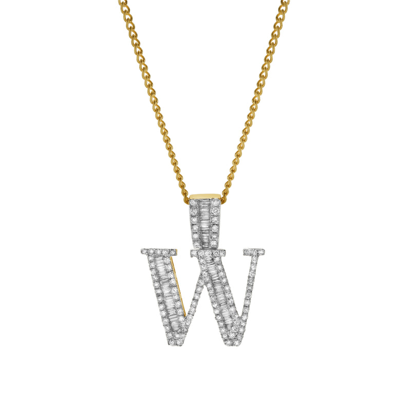 W Initial Diamond Pendant 10K Yellow Gold - 0.82 Carats