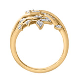 Aurora Leaf 14K Yellow Gold Diamond Ring – 0.15 Ct
