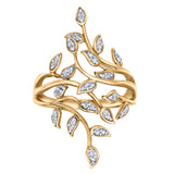Aurora Leaf 14K Yellow Gold Diamond Ring – 0.15 Ct