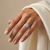 Caeloria 14K Rose Gold Diamond Cluster Ring – 0.95 Ct